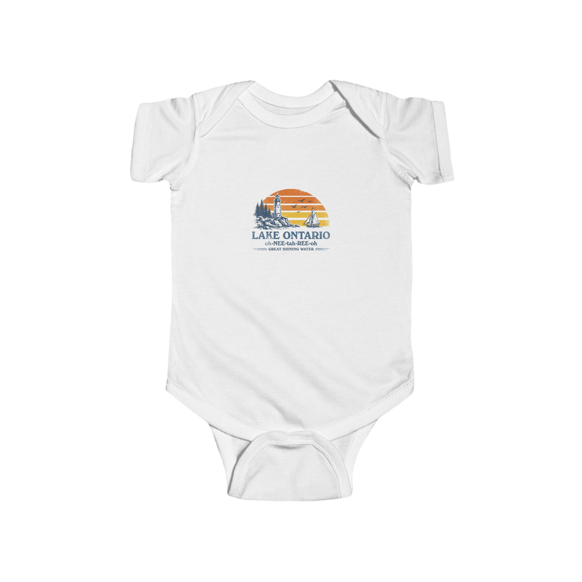 The "Great Shining Water" Lake ONTARIO Retro Sunset Infant Bodysuit
