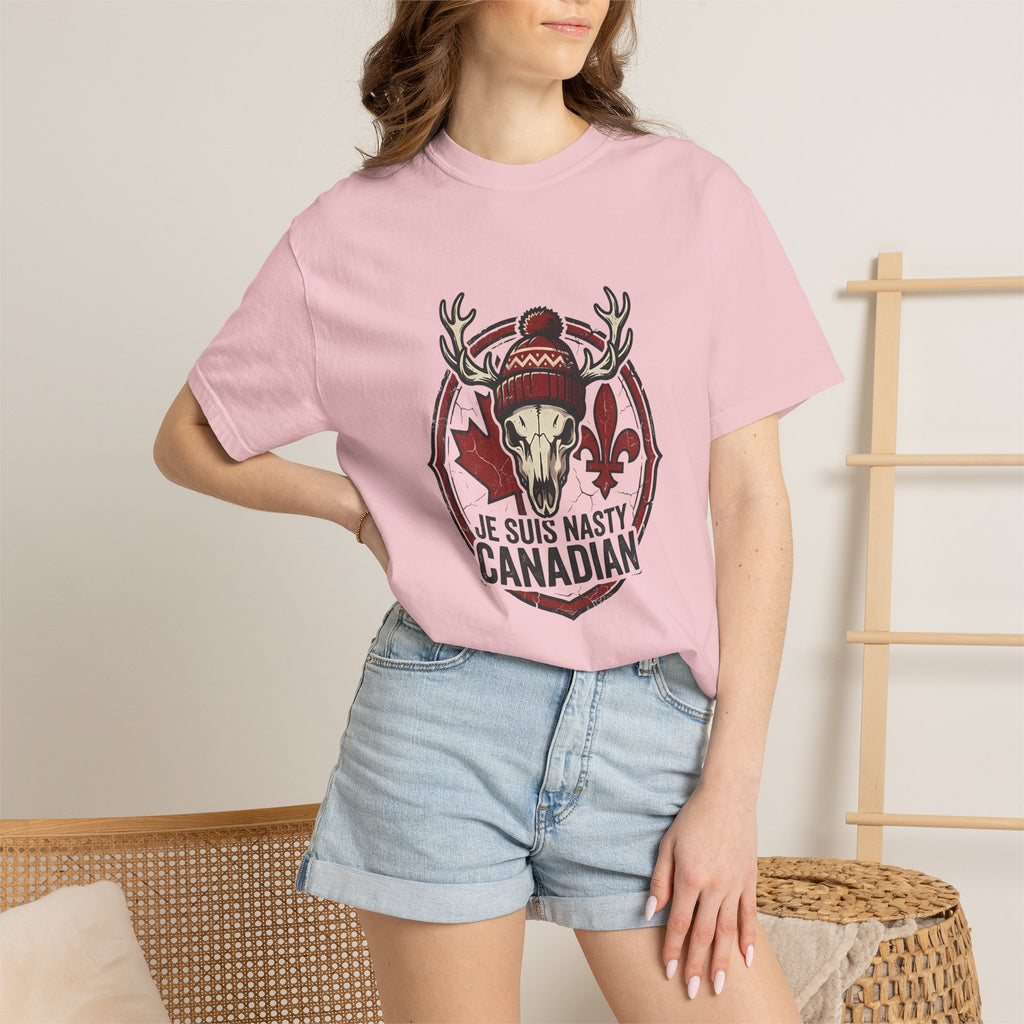 Je Suis Nasty Canadian T-Shirt — Moose Skull Maple Leaf Graphic