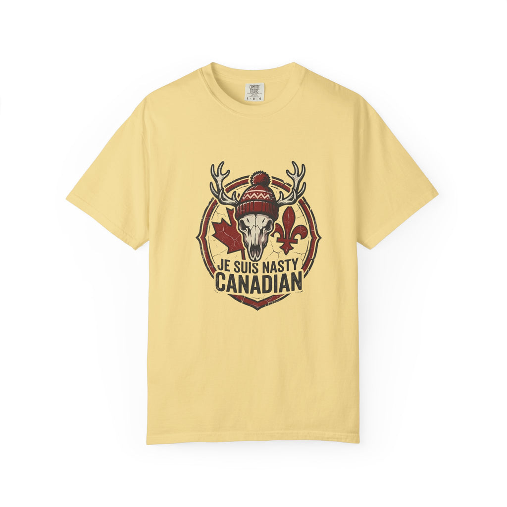 Je Suis Nasty Canadian T-Shirt — Moose Skull Maple Leaf Graphic