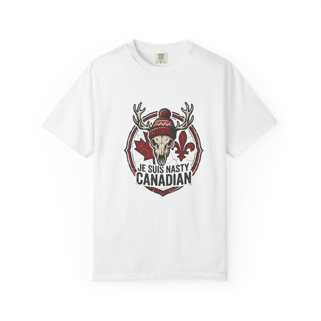 Je Suis Nasty Canadian T-Shirt — Moose Skull Maple Leaf Graphic