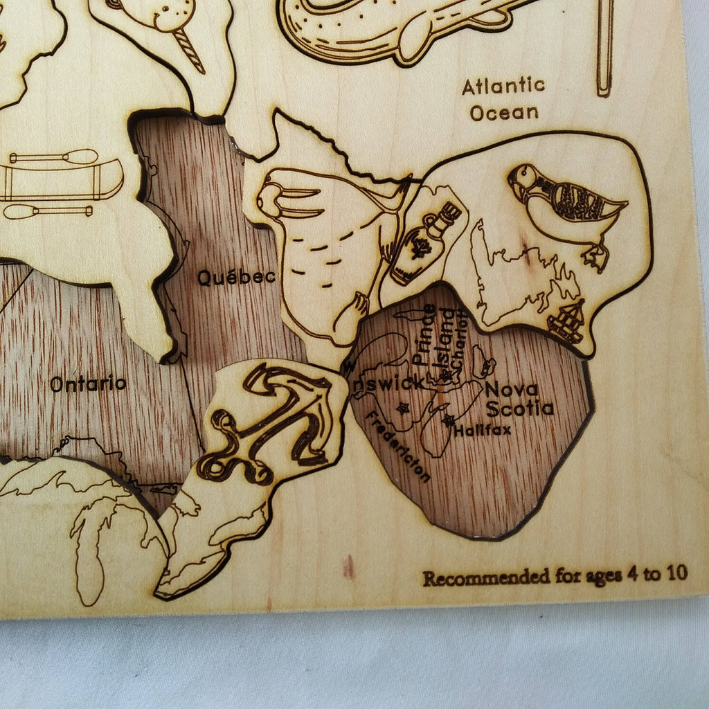 Toy Maker of Lunenburg - Kids Canada Map Puzzle with Native Animals - Made In Canada - High Quality - Ages 4–8