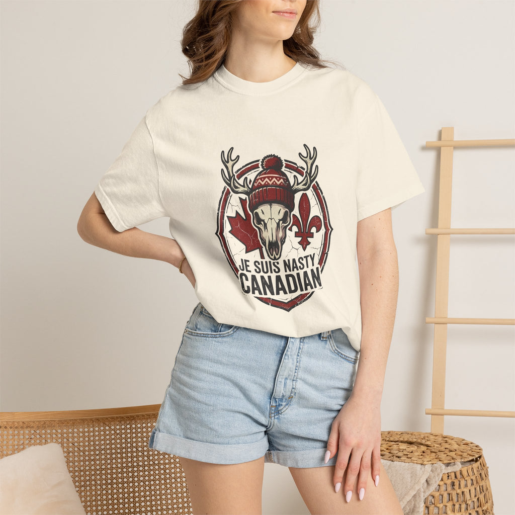 Je Suis Nasty Canadian T-Shirt — Moose Skull Maple Leaf Graphic