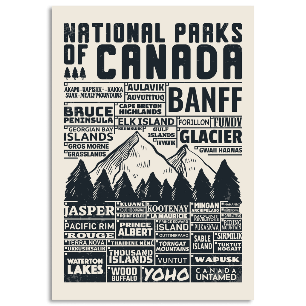 Canada National Parks Checklist Poster, Canada Parks
